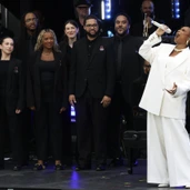 Jennifer Hudson. Oprah Winfrey. Tyler Perry. Jon Baptiste. Mellody Hobson and George Lucas. Barack and Michelle Obama. Image: Getty Images