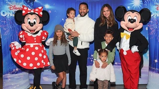 Luna, Wren Stephens, John Legend, Chrissy Teigen, Esti and Miles Theodore at Disney On Ice Presents ‘Let's Dance!’ at Crypto.com Arena in Los Angeles, 2025. Image: Charley Gallay/Getty Images for Feld Entertainment, Inc.