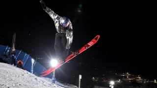 Zeb Powell competes in the Men's Snowboard Knuckle Huck at the X Games Aspen 2025.