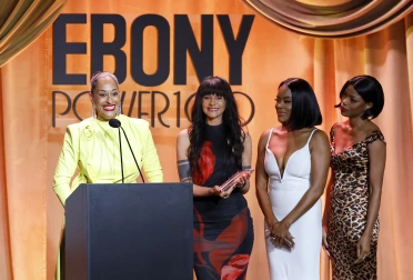 Tracee Ellis Ross, Pathbreaker of the Year Award winner with Persia White, Golden Brooks and Jill Marie Jones speak onstage during the EBONY Power 100 Gala at The Beverly Hilton on November 04, 2025 in Beverly Hills, California.