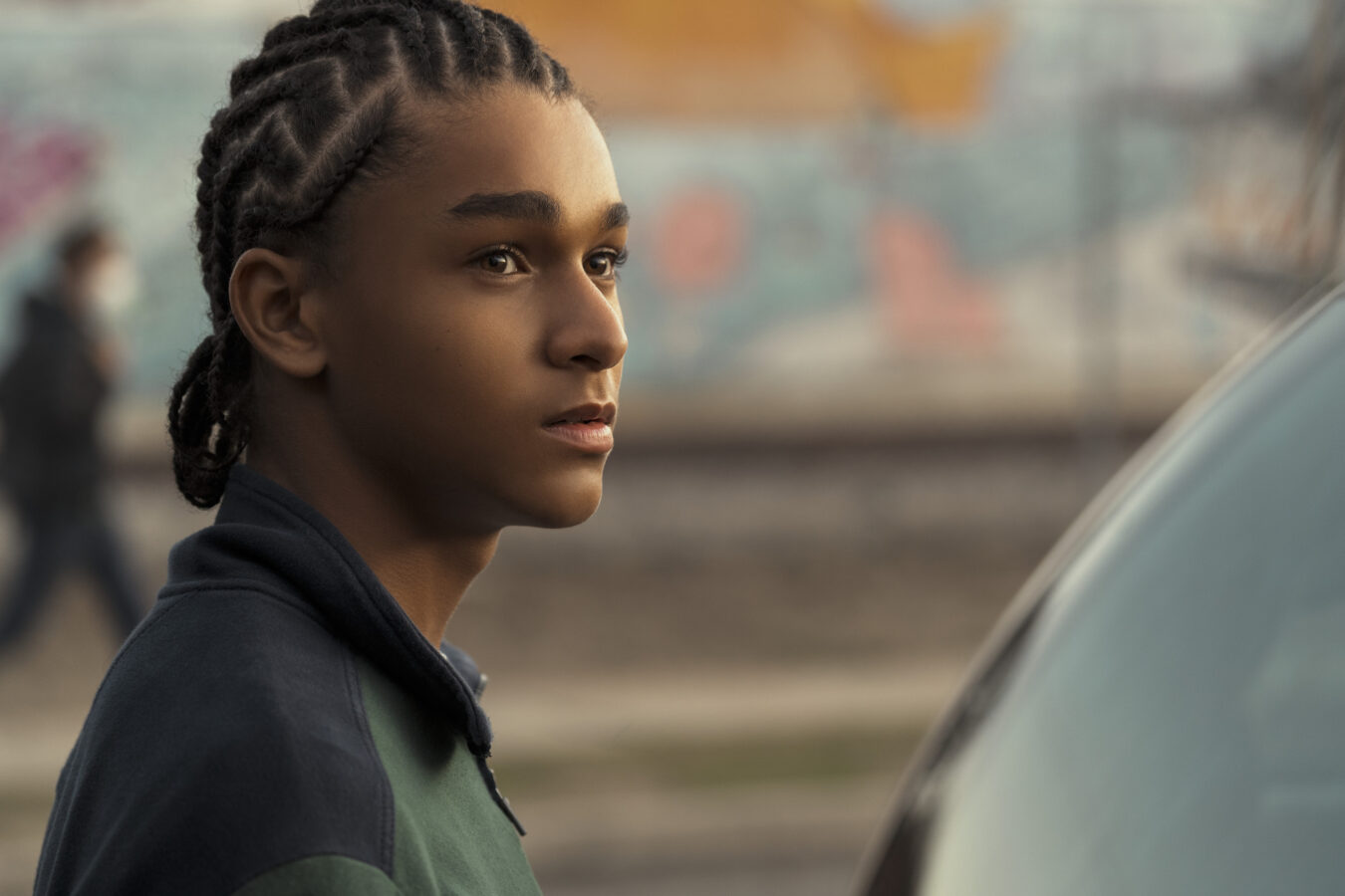 Jaden Michael takes on the role of a teenage Colin Kaepernick in "Colin in Black & White". Photo Courtesy of Ser Baffo/Netflix © 2021.