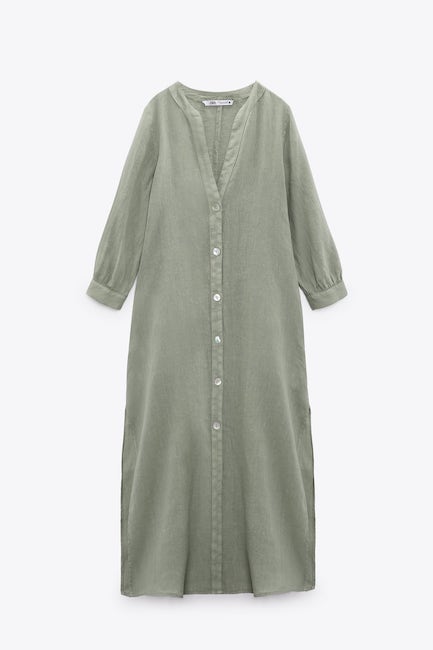 long sleeve maxi dress casual Women Long Sleeve Loose Plain Maxi Dresses with Pockets, Small