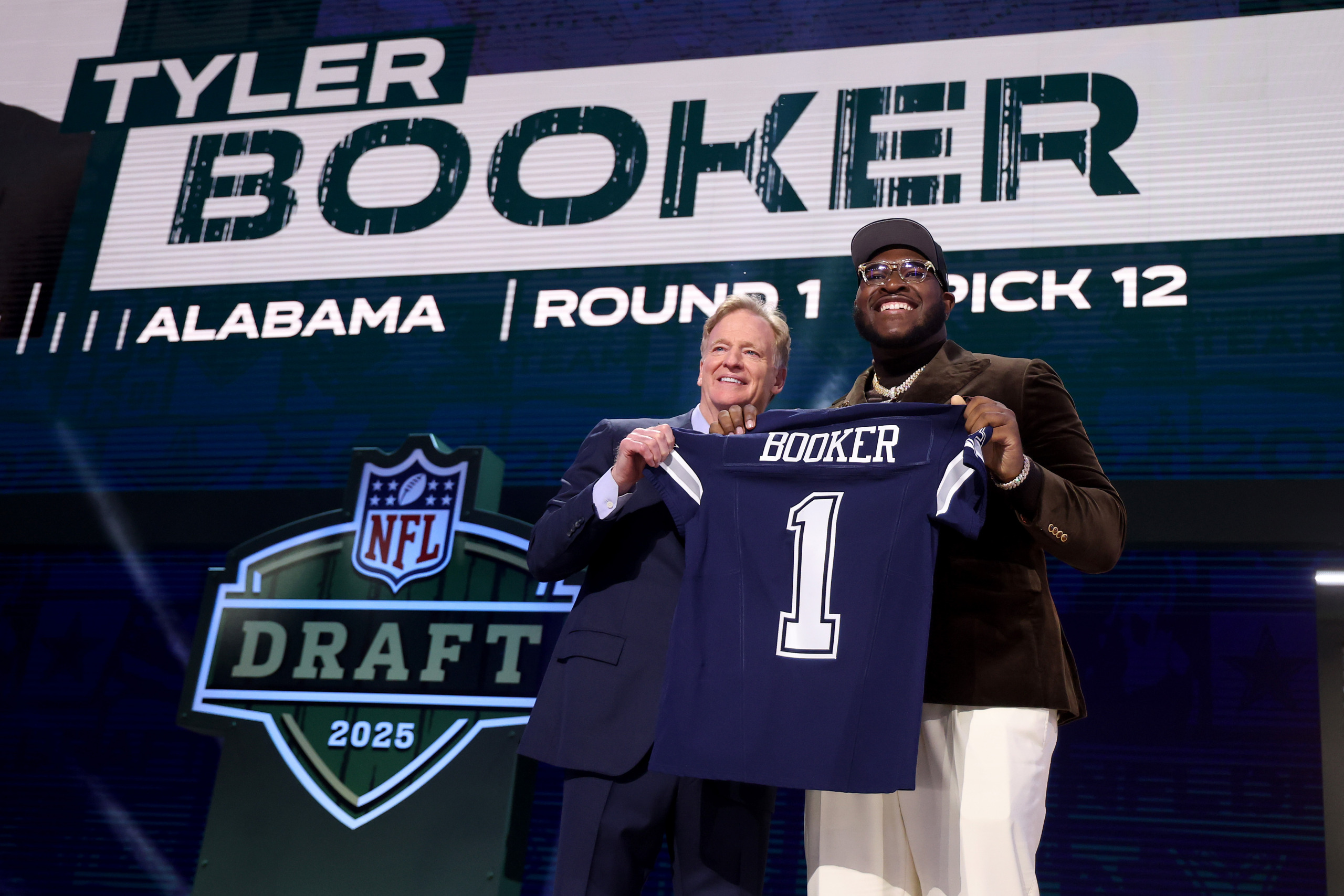 Tyler Booker and NFL Commissioner Roger Goodell.