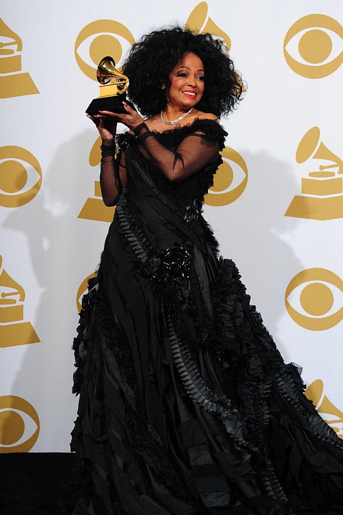 Diana Ross poses with the Lifetime Achievement Award⁢ at the 54th GRAMMY Awards in Los Angeles, California, 2012.